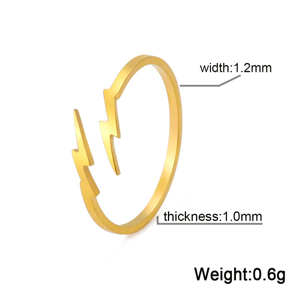Cazador Geometric Lightning Open Rings for Women Stainless Steel Jewelry Simple Adjustable Ring Friends Gifts Wholesale Trendy