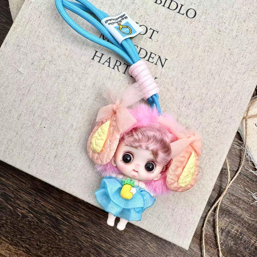 Cute Lolita Maruko Princess Doll Toy Keychain 1/12 BJD Doll Joints Movable Backpack Decoration Pendant Birthday Gift
