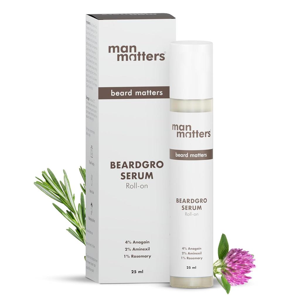 Man Matters BartWuchs Serum Roll-On 25ml Für einen volleren, dichteren, stärkeren Bart Unebenmäßige lückige Bartpflege