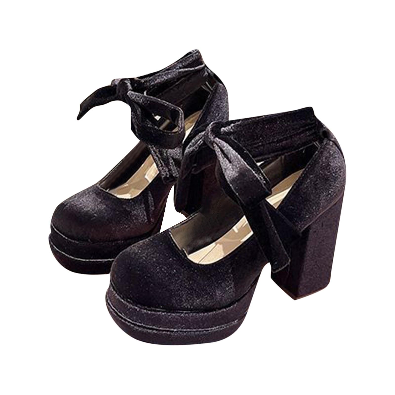 

Женские туфли на высоком каблуке со шнуровкой и блочным каблуком 35 чёрный