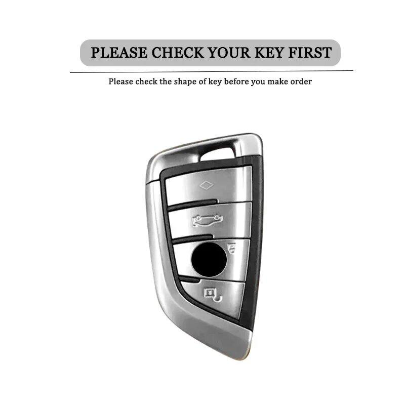 Zinc Alloy Leather Car Key Fob Case For Bmw X1 X3 X5 X6 X7 1 3 5 6 7 Series G20 G30 G11 F15 F16 G01 G02 F48 Keychain Accessories