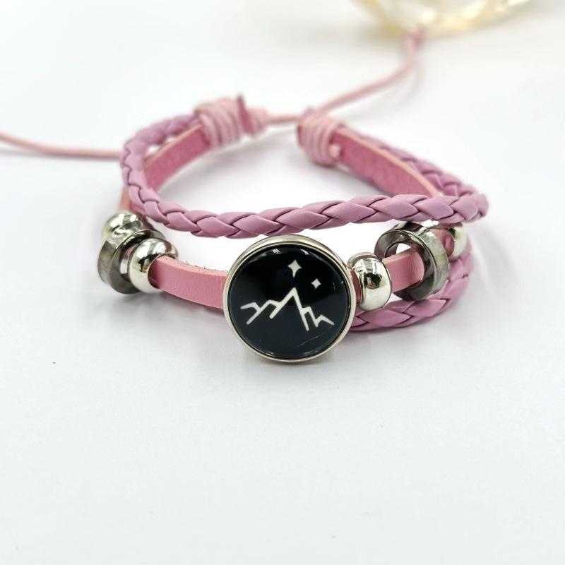 Luminous Sun & Moon Time Gem Unisex Vintage Leather & Beaded Bracelet