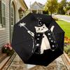 Magic Cat Wizard Umbrella, holding a magic wand. Perfect for outdoor adventures, this automatic opening/closing umbrella