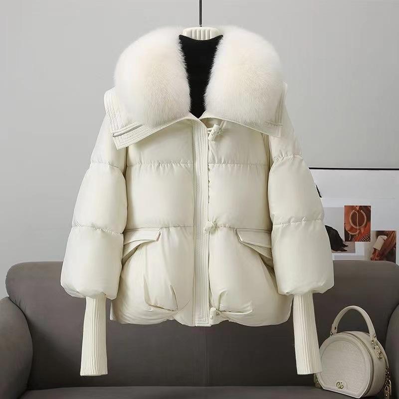 Winter Women's Warm Coat Thicken Fur Collar Jacket Short Down Cotton Loose Outwear Solid Casual Female Parkas Coats