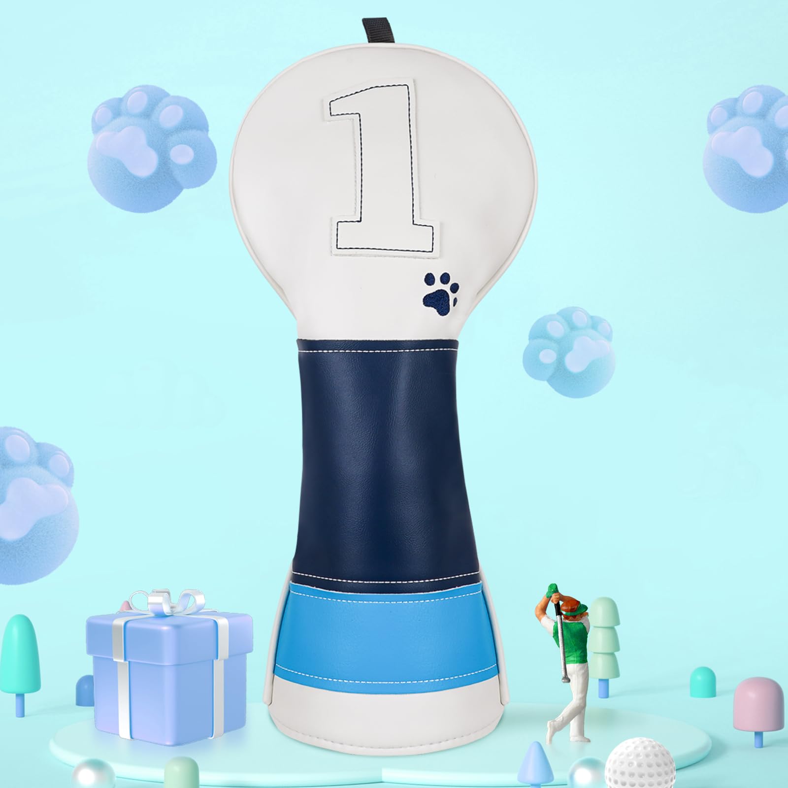 

Golf blue dog claw for with leather splice design headcover, print, driver, 460cc,