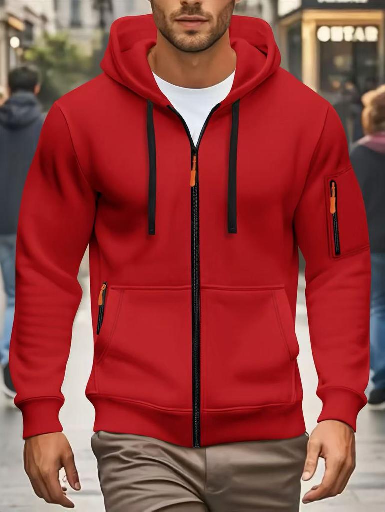 European Size Spring and Autumn Men's Sweater Hooded Zipper Multi-pocket Jumper Men's Sports and Leisure Jacket