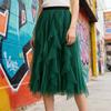 Tulle Skirt for Women Elastic High Waist A Line Long Tutu Fairy Skirt Flowy Layered Tiered Maxi Skirt