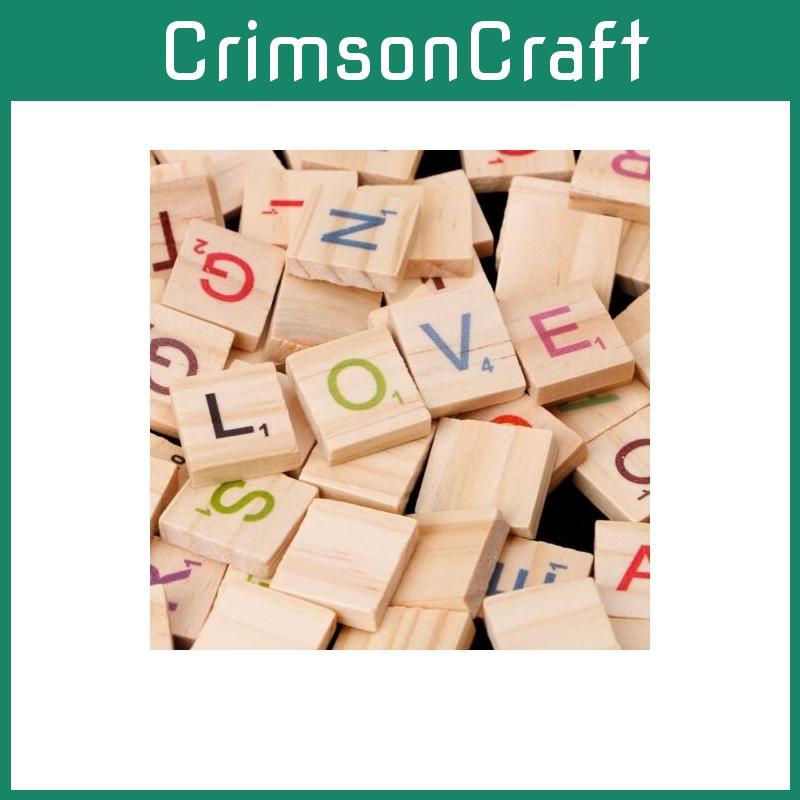 100 Scrabble Carreaux Lettre En Bois Noir Artisanat Alphabet Jeux De Jeu Société