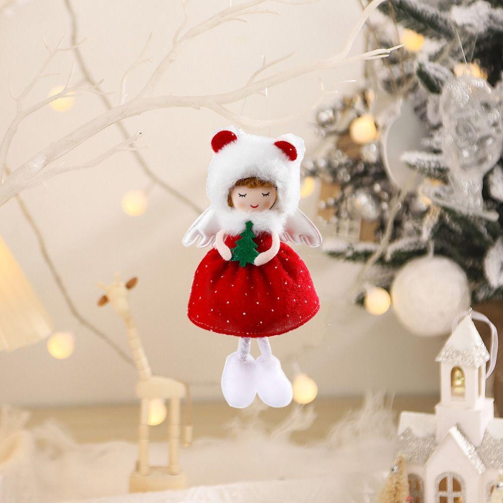 Decorative Red Green Christmas Elf Doll Plush Cute Red Green Elf Angel Red/Green Hanging Xmas Tree Hanging Angel Pendants