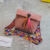 Chic Frosted Small Bread Color Straps Tassel Women's Shoulder Bag For Everyday Use