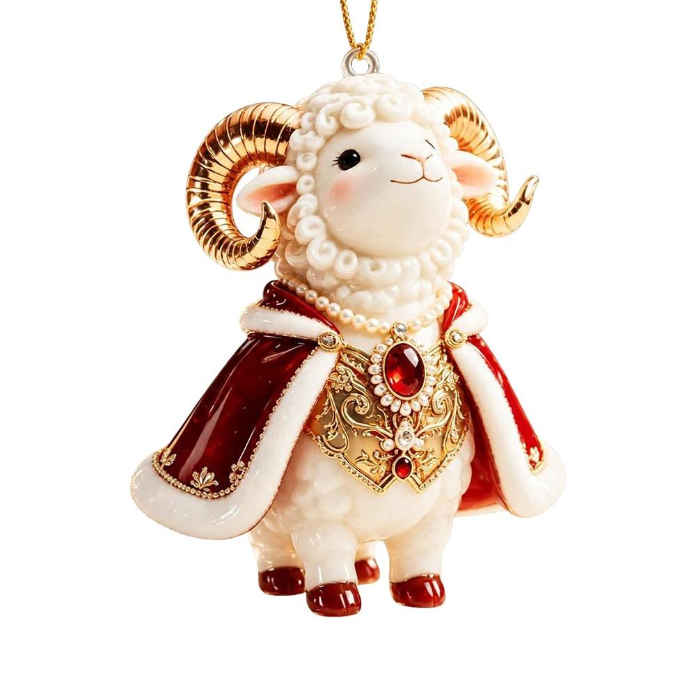 2D Flat Goat Pendant Artificial Rhinestone Goat Bag Charm Backpack Decoration