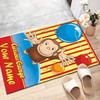Custom Curious George Mat Personalized Name, Polyester Washable Indoor Entryway Rug, Gift for Christmas, Easter, Thanksgiving Day