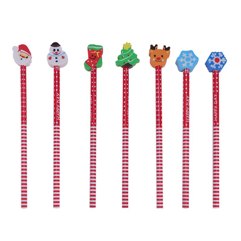 12 pcs Christmas themed Pencils with Eraser Cartoon Design Safe Ideal Christmas Gift for Kids Adults Office School Stationery