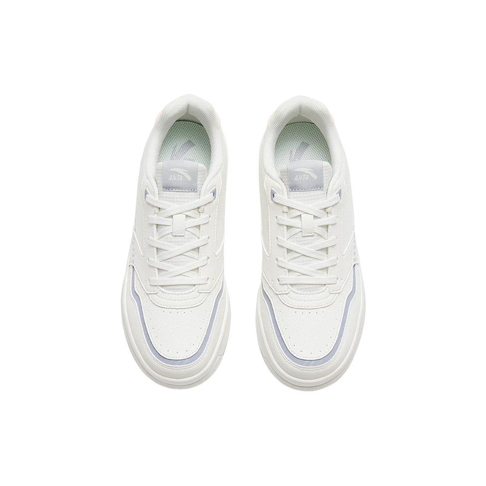 Anta Life Collection Slip Resistant Abrasion Resistant Low top Skateboard Shoes Women's White Gray 922318062-1