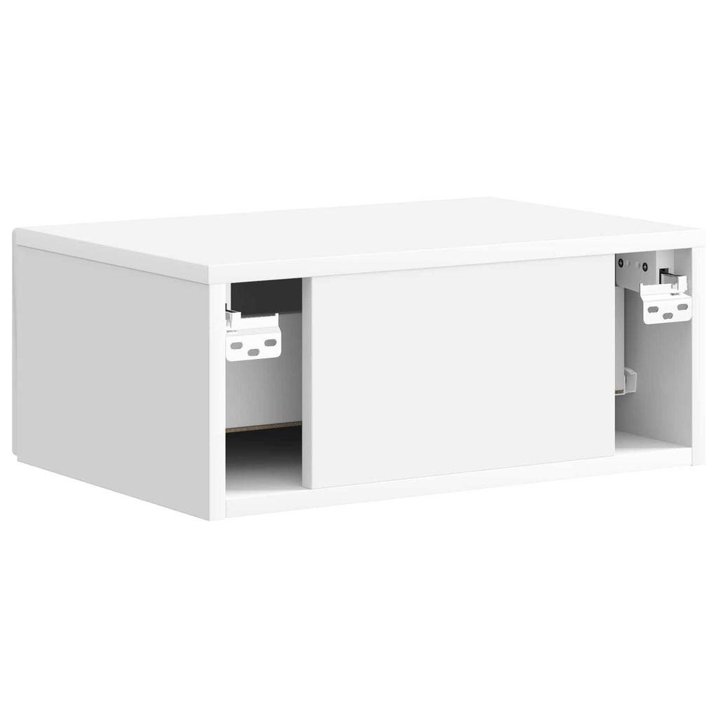 Wall Mounted Nightstand High Gloss White 49 x 34.5 x 20 cm