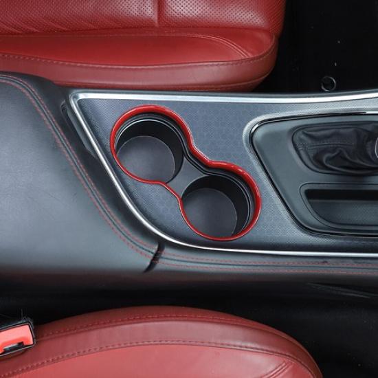 Red Front Gear Cup Holder Frame Trim Cover For Dodge Challenger 15+ Accessories