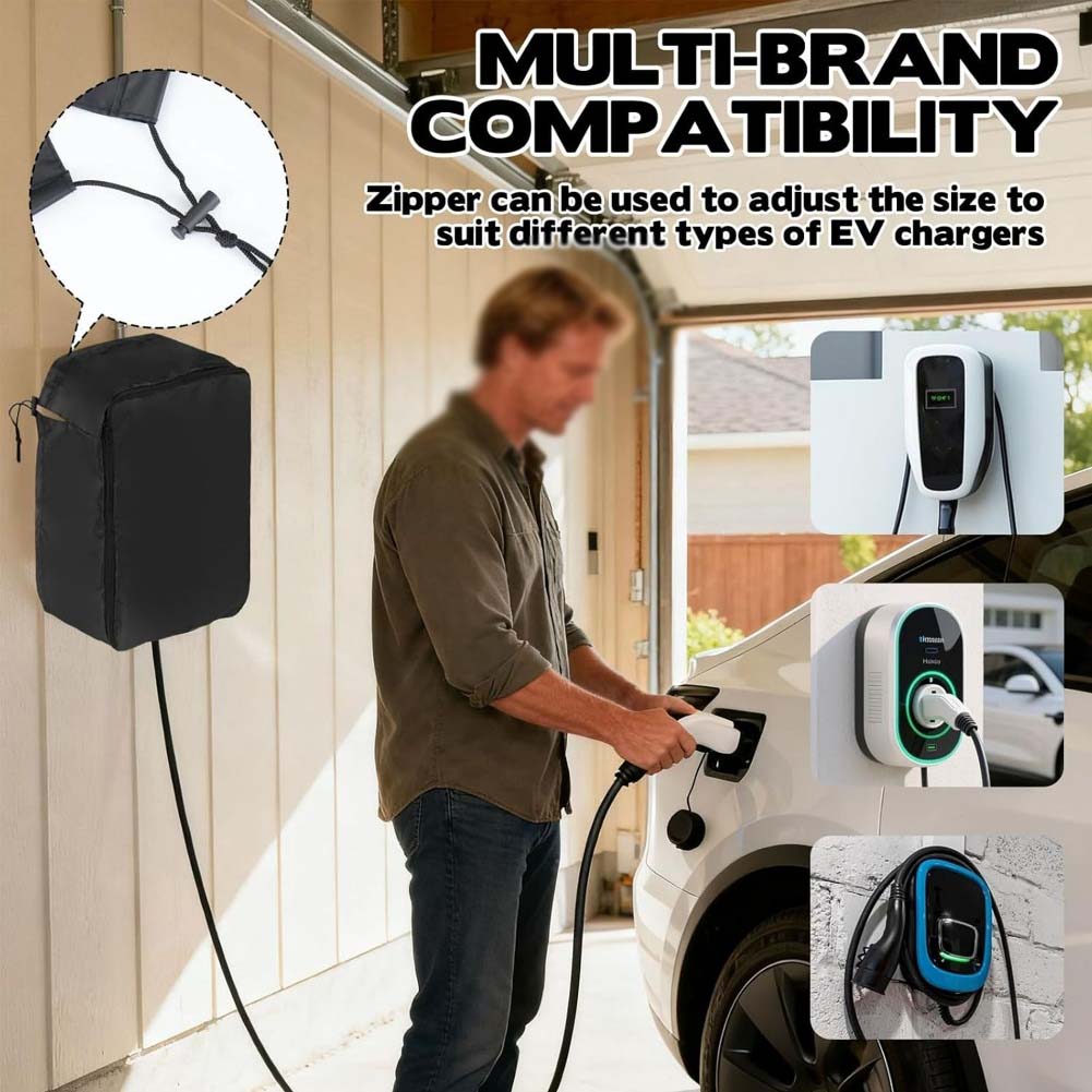 For EV Charger Dustproof Charger PU Waterproof Cover For Outdoor Protection Black PU Waterproof Charging Cover