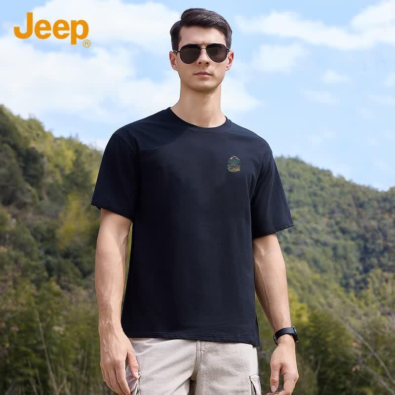 Jeep Men's Pure Cotton Loose Fit Round Neck Short Sleeve T-Shirt