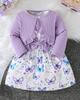 2PCS Baby Girl Butterfly Print Dress with Ruffle Cardigan, Sleeveless Dress & Knit Jacket Set