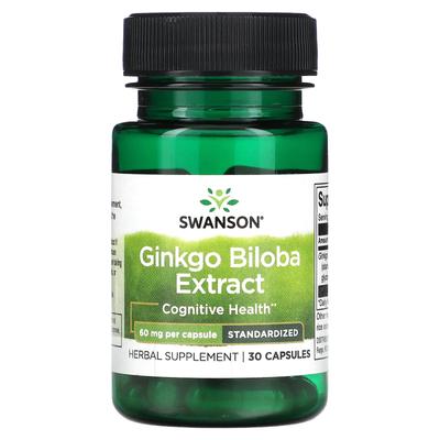 Ginkgo Biloba Extract, Standardized, 60Mg, 30 Capsules