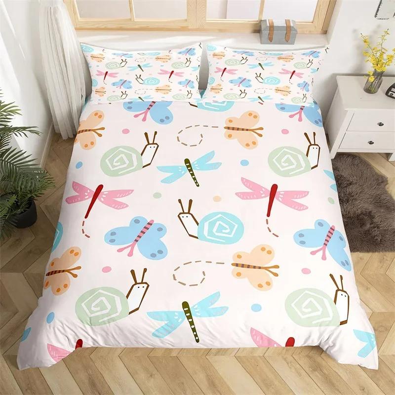 Dragonfly Duvet Cover Single Twin King For Girl Boys Gift Botanical Floral Bedding Set Microfiber Wild Animals Quilt Cover Set