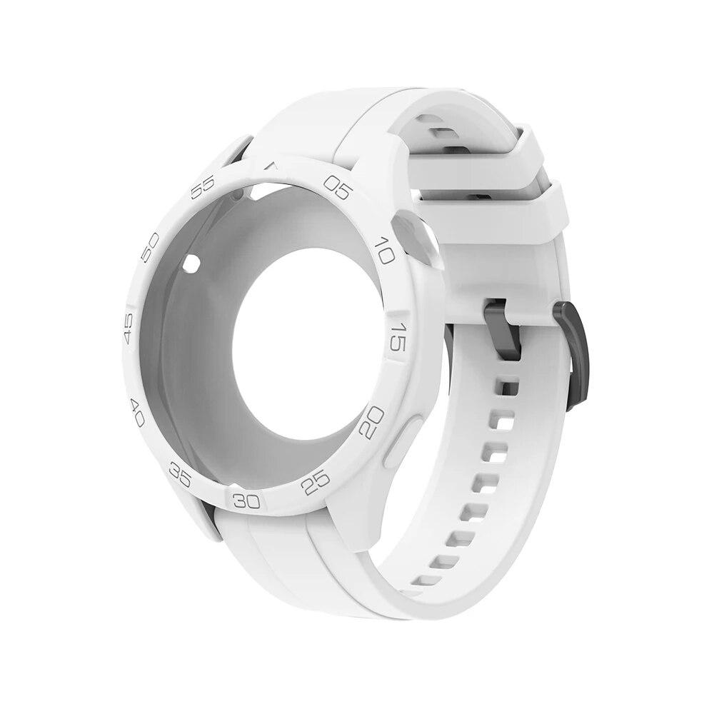 

Чехол + ремешок 2 в 1 для Huawei Watch GT 4 46 мм, высококачественный силиконовый защитный чехол для часов и ремешок, один цветной ремешок для часов, чехол For Huawei GT4 46mm белый