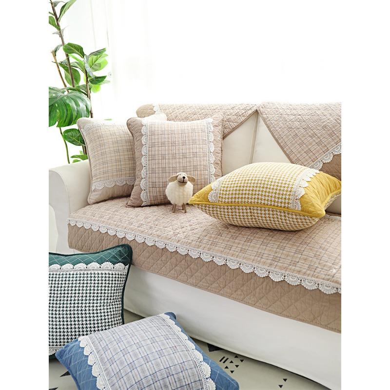 Four Seasons Universal Cotton Fashion Sofa Cushion Non-slip Fabric Cushion Simple Modern Combination Sofa Cover Washed Cotton