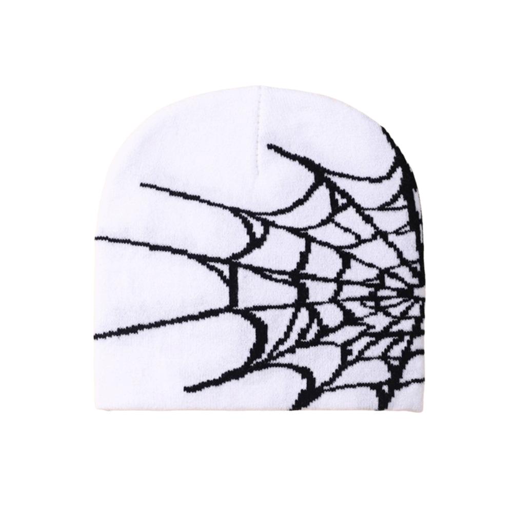 Warm Pullover Hat Soft Cuffed Knitted Hat Y2K Spider Web Pattern Beanie Caps Casual Wear
