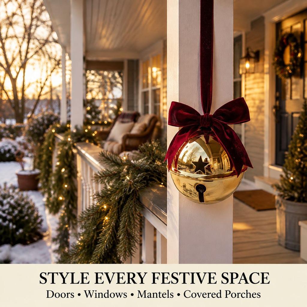 Electroplated Bell Ornament Velvet Holiday Hanging Ornament Hanging Christmas Decor Shiny Velvet Bow Ornament For Stair Covered