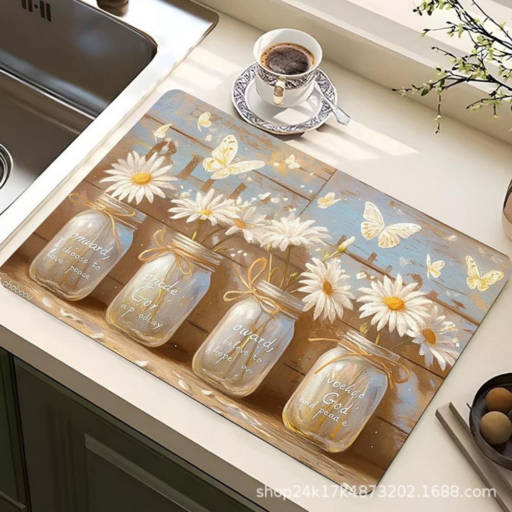 Kaffee Wasser Tasse Kieselgur Geschirr Matte Schnelltrocknend Rutschfest Abtropfmatte für Geschirr Arbeitsfläche Dekor Kaffeemaschine Geschirr Pad