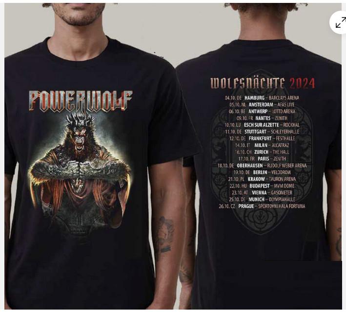 Powerwolf Wolfsnächte Тур 2024 Для Фанатов Унисекс Футболка Унисекс Футболка XXXXL