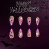 Artificial Nail Almond French Tips Fake Nail Acrylic Nail Spiders Web Stick on Nail for Women Halloween Press on Nail