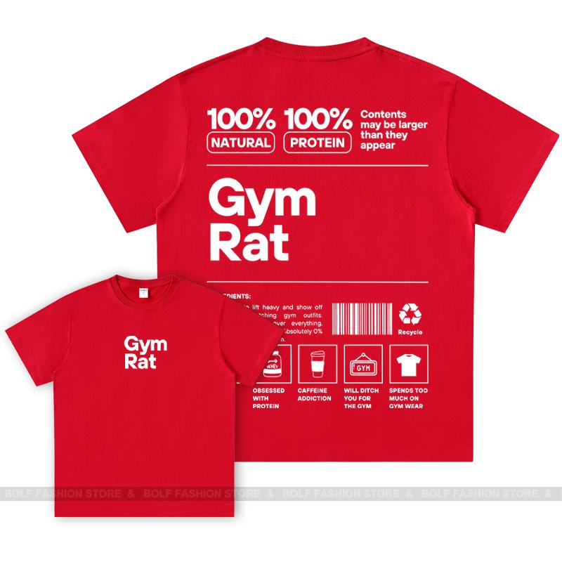 GYM Graphic 100% Cotton Oversized Big Pattern Double-sided Classic Short Sleeve T-Shirt for Men Women Sportswear Tops Tees