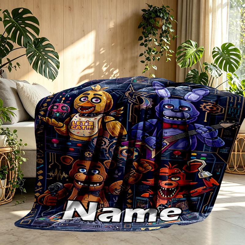 Custom Name Personalized Five Nights at Freddy's Print Blanket, Home Decor, Bedroom, Sofa, Camping, Couch, Gifts for Birthday Christmas