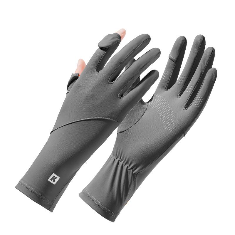 Women's UPF 50+ Anti-UV Cycling Gloves - Non-Slip, Breathable, Ice Silk, Thin, Long, Two-Finger Flip-Top