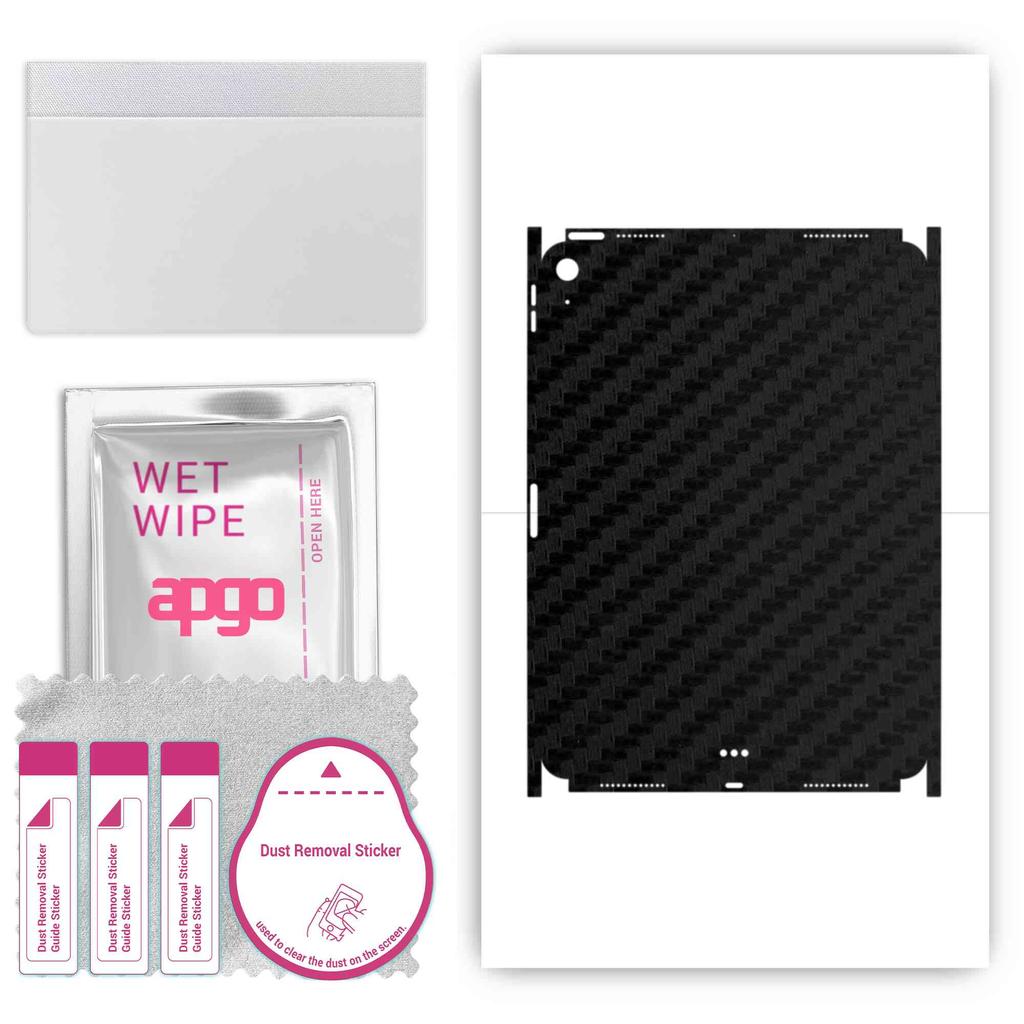 apgo Protective Skin Sticker for the Back+sides Compatible with Apple iPad Air (2020), Full Wrap Film, Foil, Vinyl - Pattern Carbon Black