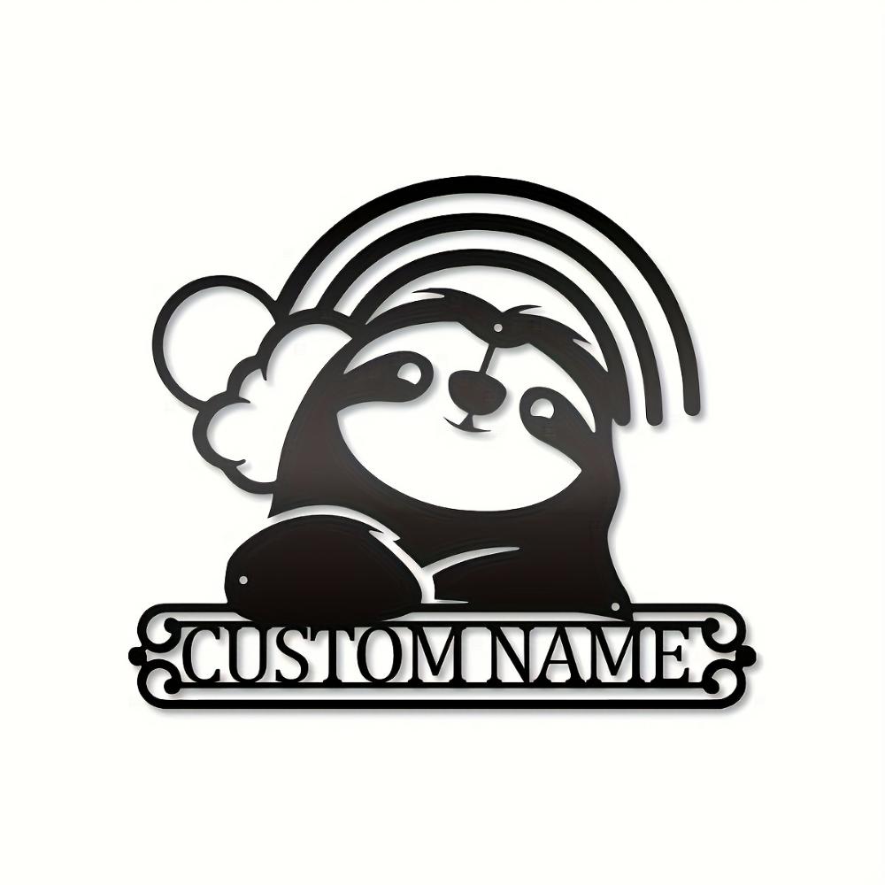 Custom Sloth Metal Wall Art Black Modern Decor Indoor Outdoor Gift