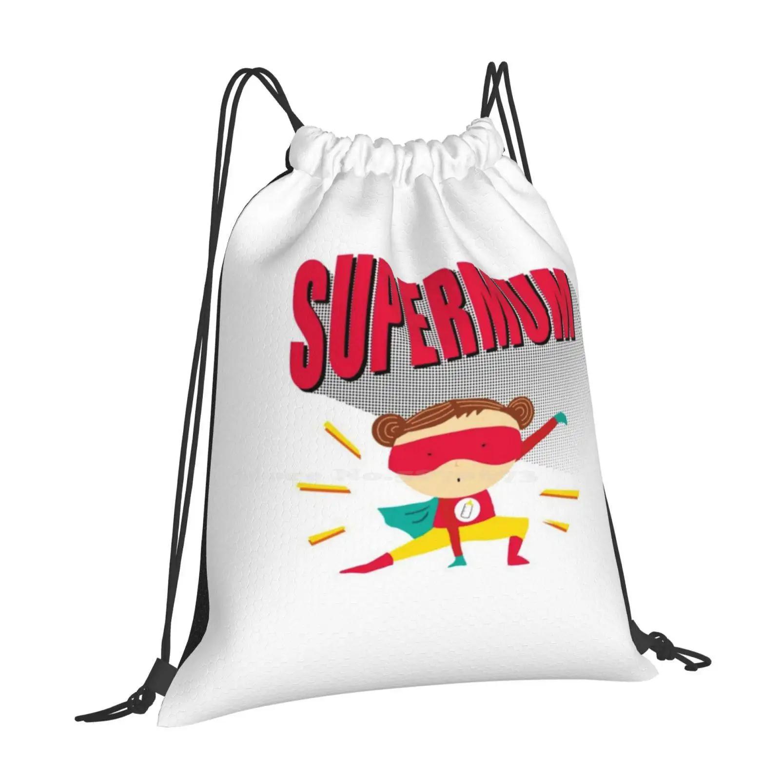 Super Mum!! Pattern Design Bagpack School Bags Mum Superhero Super Hero Parenting Typography Graphic Fun Colour Motherhood OneSize