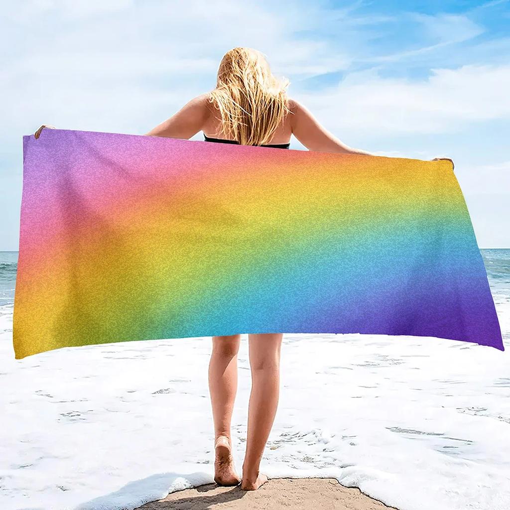 Beach Towel Rainbow Colors Printed Microfiber Beach Towel, Oversized Large Quick Dry & Sand Free Lightweight Towel Adults Towel
