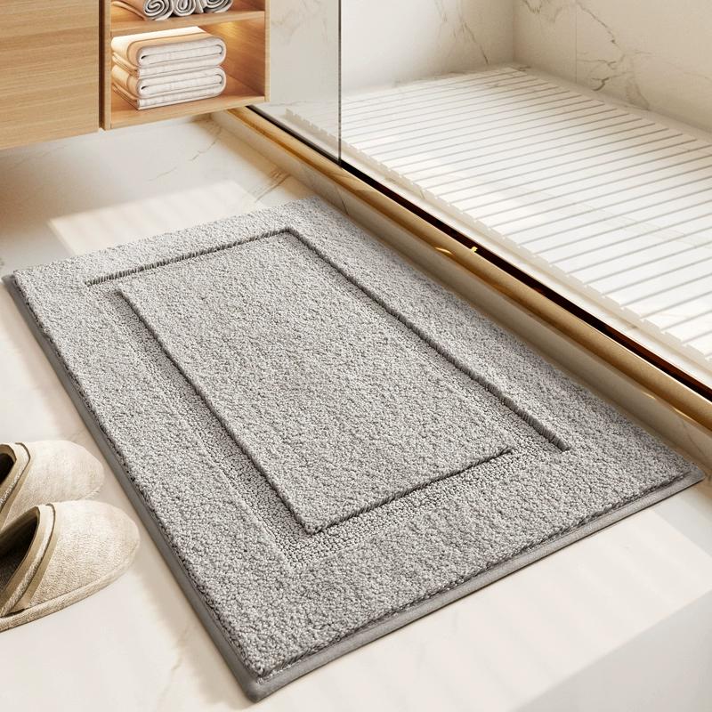 Tappetino da Bagno Monocolore, Tappetino da Bagno in Microfibra Floccata con Texture 3D, Asciugatura Rapida & Antiscivolo, Tappeti Assorbenti Ispessiti