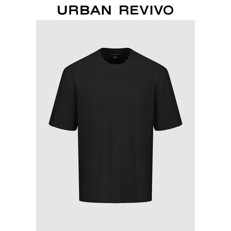 Men s Round Neck Short Sleeve Knit Shirt L чёрный
