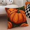 O-Orange Tone Pumpkins Cushion Cover Linen Pillow Case Soft Breathable Protective Couch Room Decoration