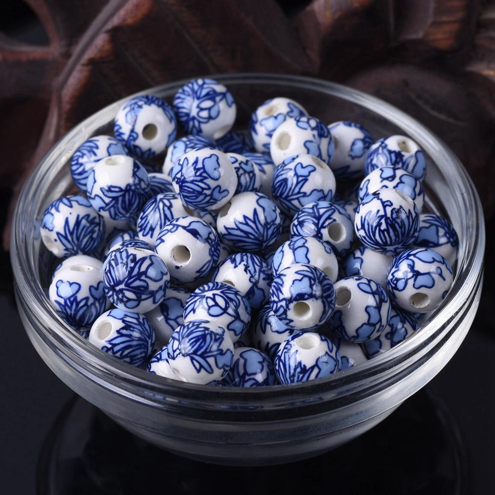 

20 шт. Круглые бусины-разделители из керамического фарфора с цветочными узорами, 10 мм, 12 мм, лот для DIY поделок, браслетов, аксессуары для изготовления ювелирных изделий 12mm-20pcs