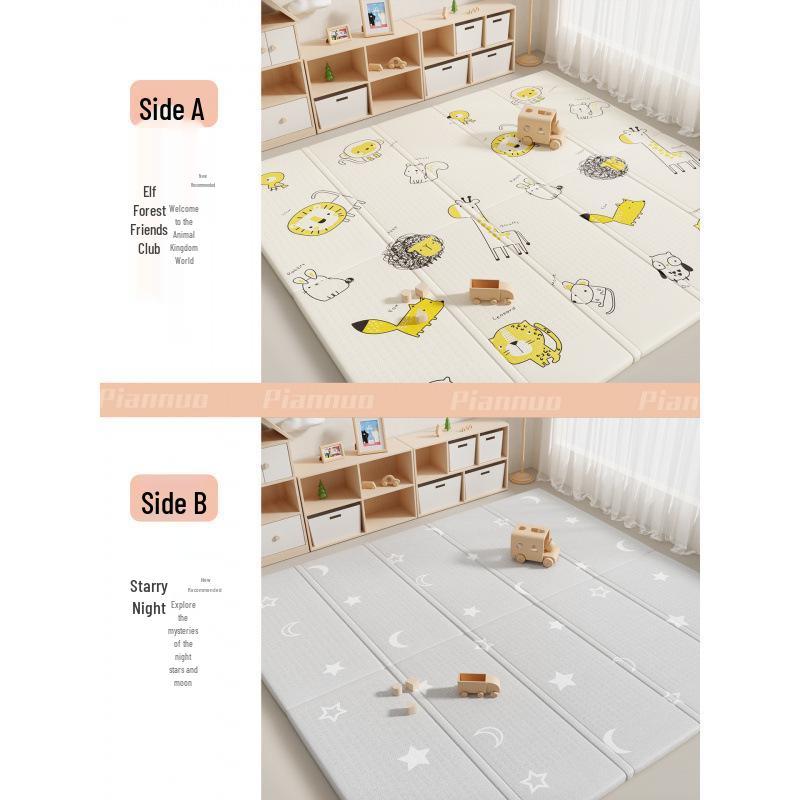 Foldable, Odorless Foam Baby Crawling Mat - Thick, Interlocking Design for Infant Play In Living Room (Girls)