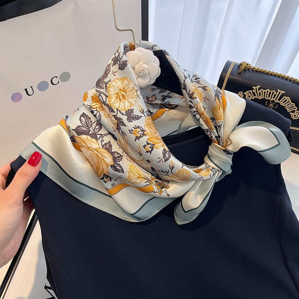 100% Natural Silk Scarf Women Foulard High Quality Square Female Headkerchief Neckerchief Shawl Wraps Hijab Bandana Scarves 65cm