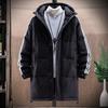 Winter Two-open, Three-bar Down Jacket, Casual Hooded Stripes, Loose Korean Version of Men's Mid-length Thickened Jacket