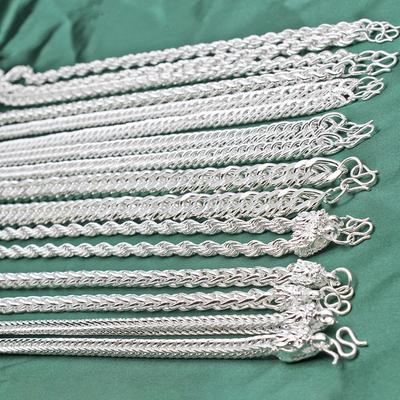 Silver Plated Silver Necklace Trendy Men Dragon Cloth Pattern Silver Necklace Imitation Silver Faucet Necklace Jewelry Men