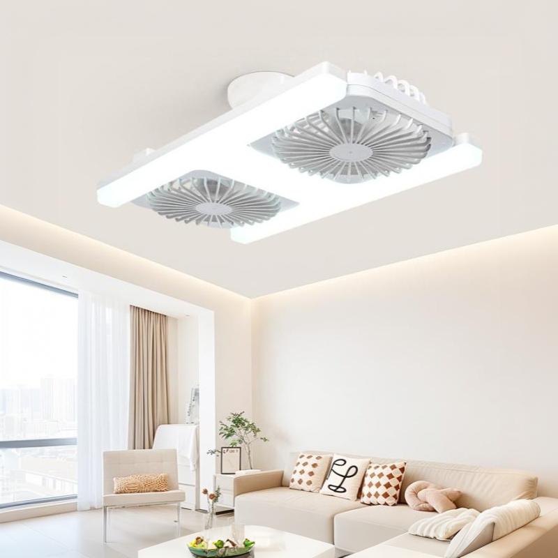 60W Low Ceiling LED Ceiling Fan Light with Remote E27 Socket Dual Fans Energy Saving for Kids Room Home Renovation