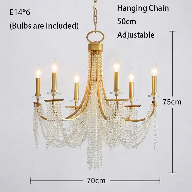 American luxury candle pendant light romantic crystal pendant light villa restaurant bedroom home decoration lamps and lanterns