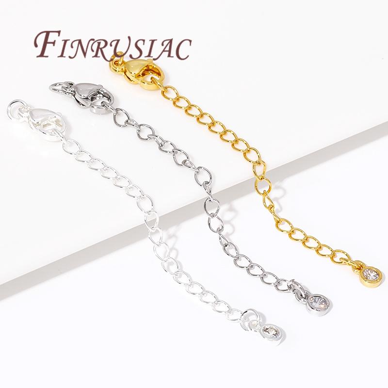 5CM 18K Gold Plated Extension Extended Tail Chains with Lobster Clasps Connectors Findings For Jewelry Making DIY Accessories